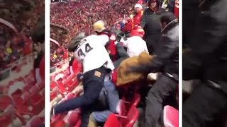 Subscribe: https://www./user/thatsgoodsports during the oakland
raiders and kansas city chiefs game an entire section of fans got into
a brawl in ...