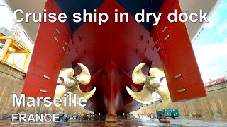 Cruise ship in Marseille dry dock  passenger ships in shipyard  cruise ship crew  part #1