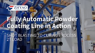 Fully Automatic Powder Coating Line in Action 🚀 2T Load | Shot Blasting to Curing Process
