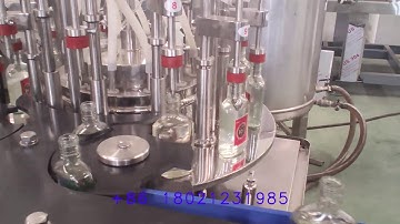 fully automatic whisky/vodka/brandy bottling line test video (rinser filler capper)