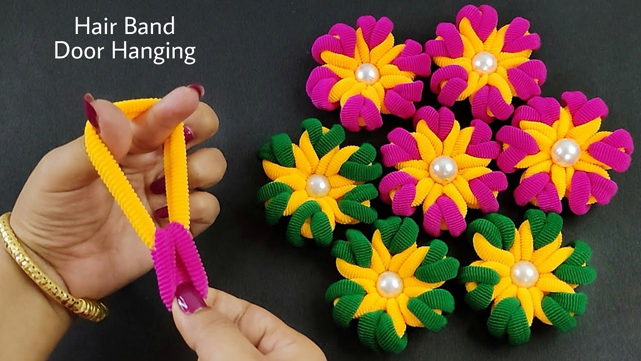 Beautiful Home Decor Idea using Hair bands - Easy Door Hanging/Door Toran using hair bands