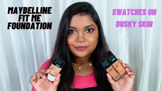 Maybelline fit me foundation swatches on dusky skin | Shades 330, 335 & 338 comparison