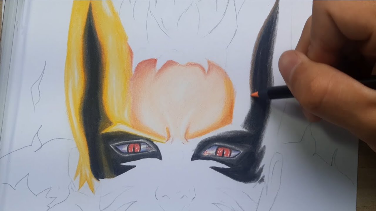 Fã faz desenho incrível de Naruto no modo Baryon utilizando somente lápis  de cor - Critical Hits