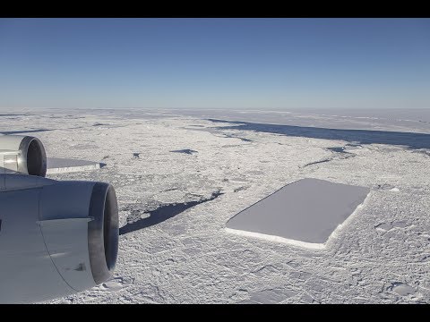 Flight Over a Rectangular Iceberg in the Antarctic