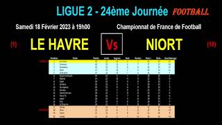 LE HAVRE - NIORT : 24ème journée de Ligue 2, match de football du 18/02/2023