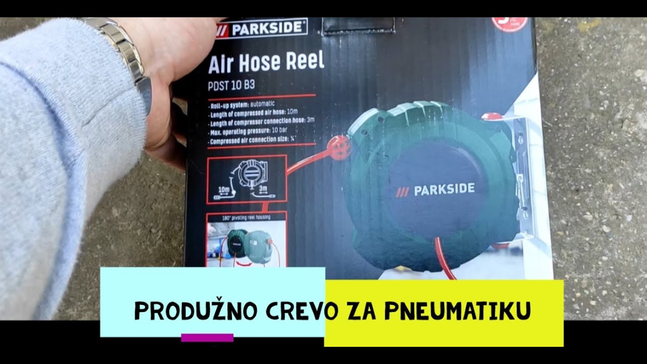 Produzno crevo za pneumatiku Air Hose Reel PDST 10 B3 Parkside YouTube