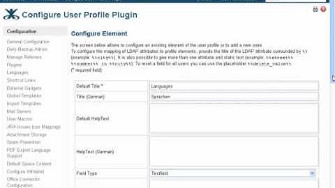 User Profile Plugin - User profile configuration