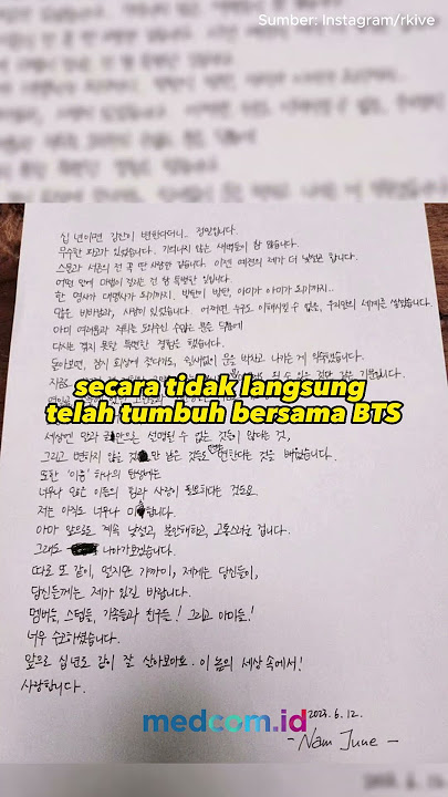 MENGHARUKAN! RAYAKAN BTS 10 TAHUN, RM TULIS SURAT UNTUK ARMY