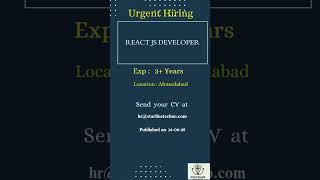ReactJs Developer#ahmedabad #reactjs #bengaluru  #pune #delhi #azure #data  #engineering #viral #usa