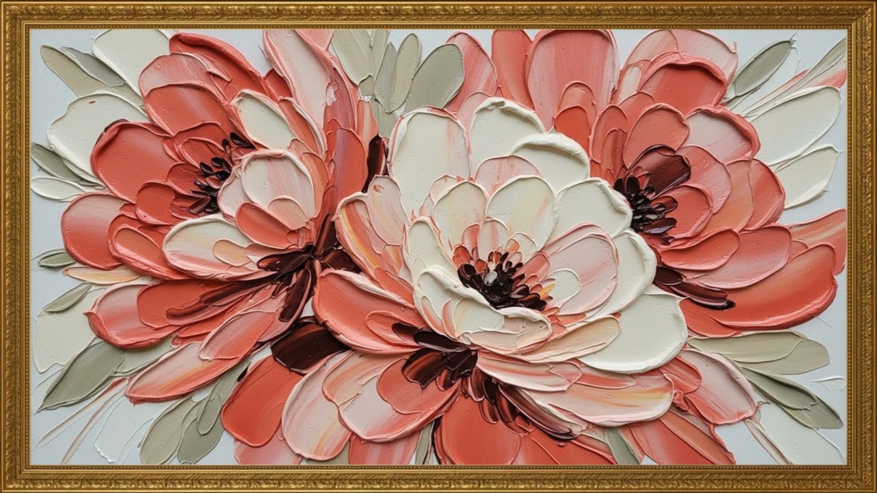 Coral Petal Texture Canvas | Contemporary Sculpted Bloom