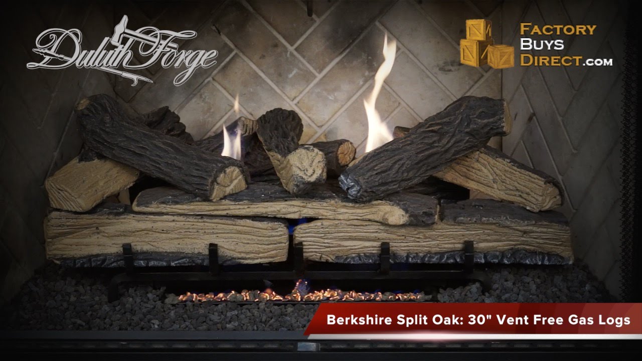 Duluth Forge Ventless Dual Fuel Gas Log Set - 30 in. Berkshire Split Oak -  Remote Control - Factory Buys Direct