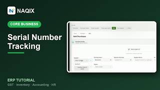 Serial Number Tracking in NAQIX ERP — Machines, Warranty & Lookup | Inventory