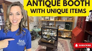 Tour of an antique booth that sells unique items #antiques #vintage #reselling #unique #jewerly