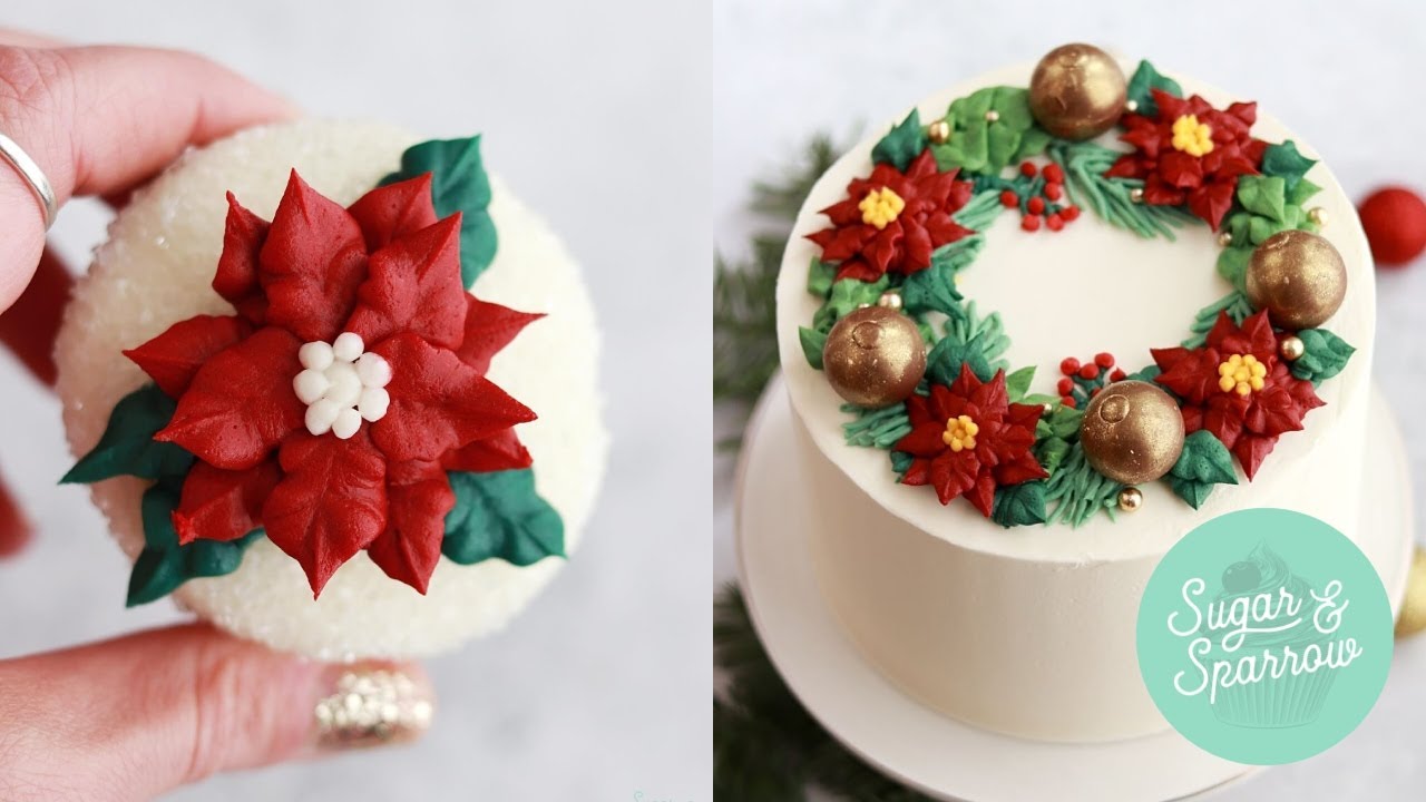 How to Make Buttercream Poinsettias for Holiday Cakes & Cupcakes