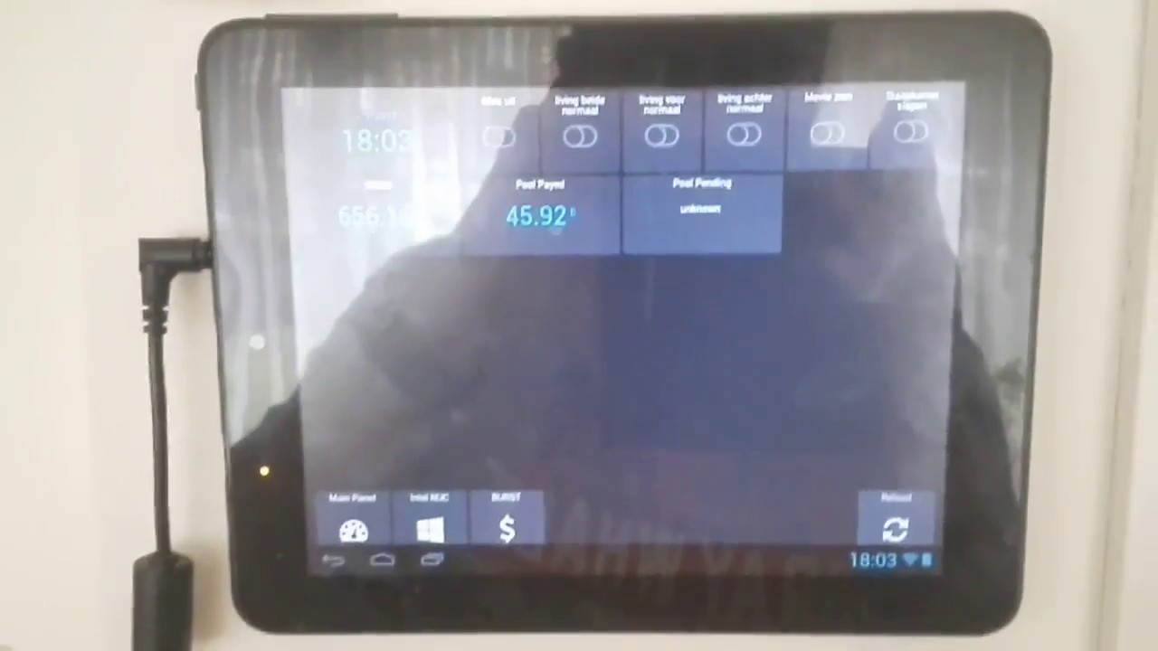 Burstcoin mining details on wall mounted dashboard (hadashboard)