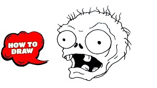 How To Draw Zombie Head For Halloween Easy From Plants Vs Zombies