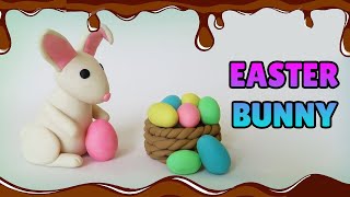 🔴Making MINIATURE EASTER BUNNY rabbit - Easy polymer Clay Tutorial,  Fondant DIY