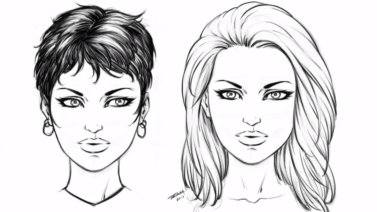 How to Draw 2 Hair Styles - Female - Step by Step - YouTube