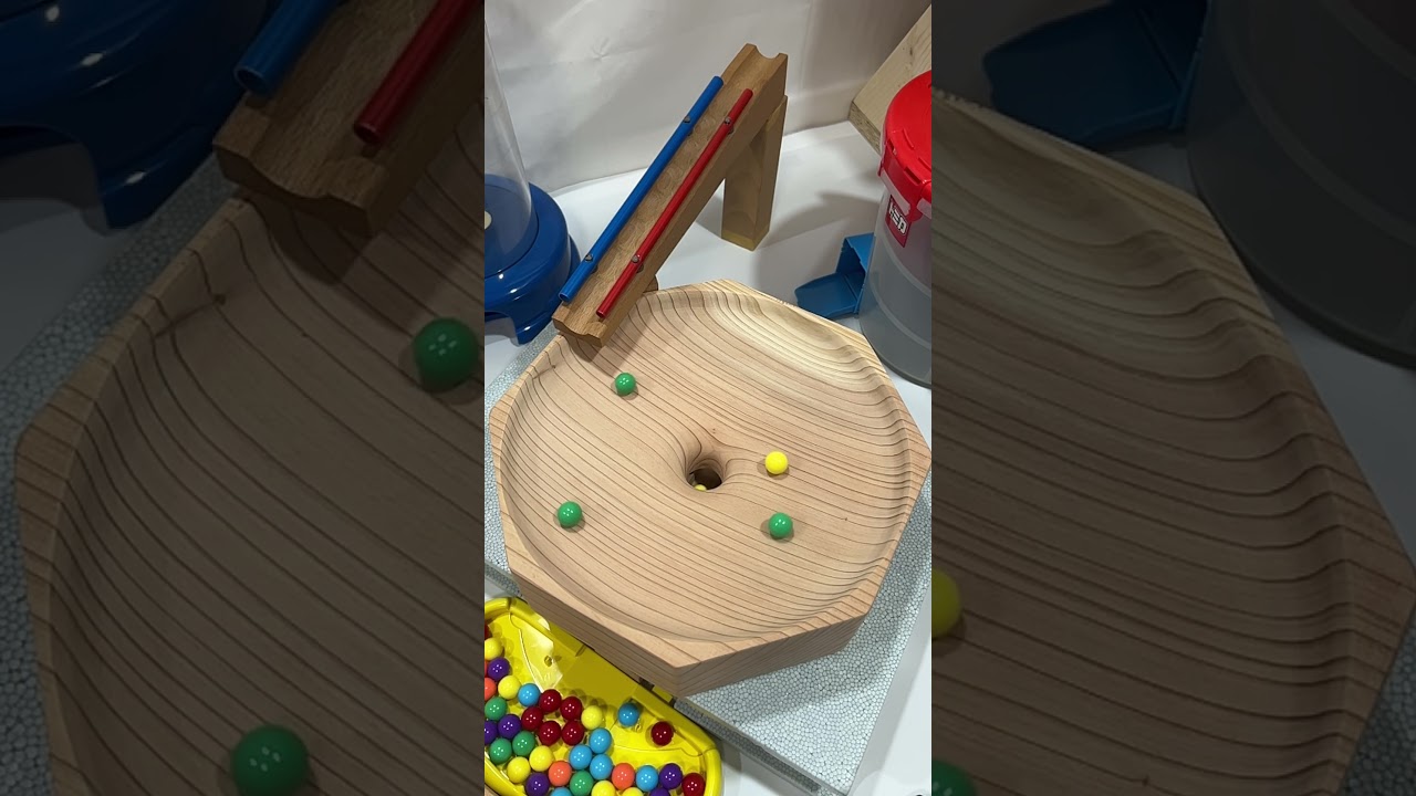 🔴🔵 Colorful Marble Race in Giant Wooden Funnel! 🌍✨⑤