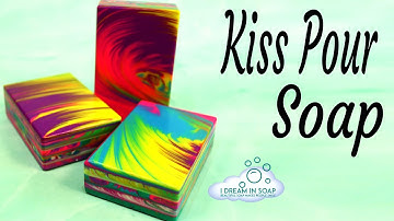 Five layer Kiss Pour Soap. Soap Challenge Club. Cold process soap making tutorial
