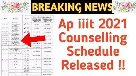 Ap iiit 2021 Counselling Schedule Details | @dugoutyourbrain
