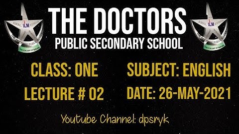 Class One English Lecture # 2 [26-May-2021] dpsryk