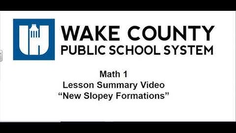 Math 1 Unit 5 Lesson 3 New Slopey Formations Summary Video