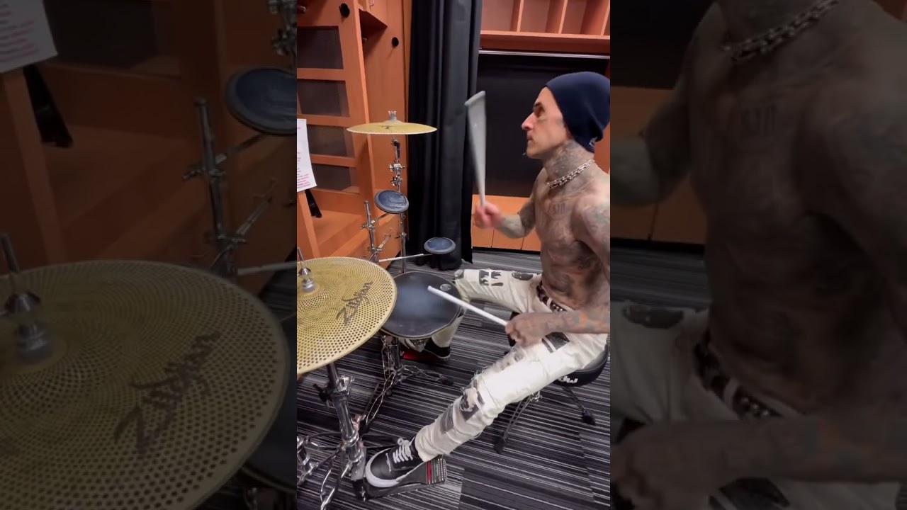 Travis Barker Practicing Drums