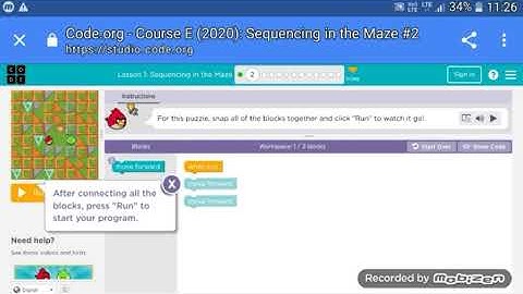 Code.org-course E (2020): Sequencing in the maze #2
