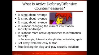 What is Active Defense, Offensive Countermeasures, \& Cyber Deception?