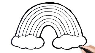 clouds drawings rainbow drawing easy draw clipartmag
