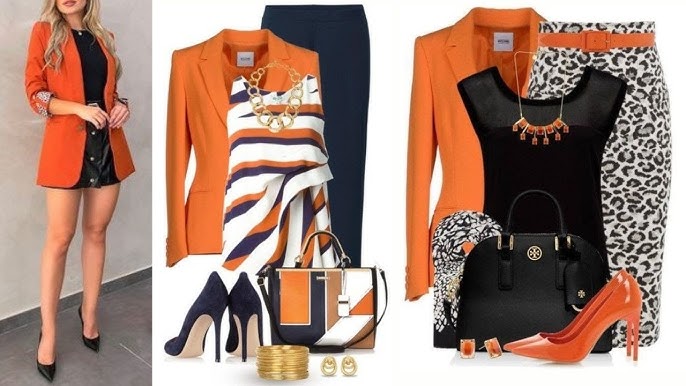 IDEAS TRENDY DE COMBINACIONES CON BLAZER EN COLOR NARANJA OUTFITS CASUAL  PARA MUJERES - YouTube