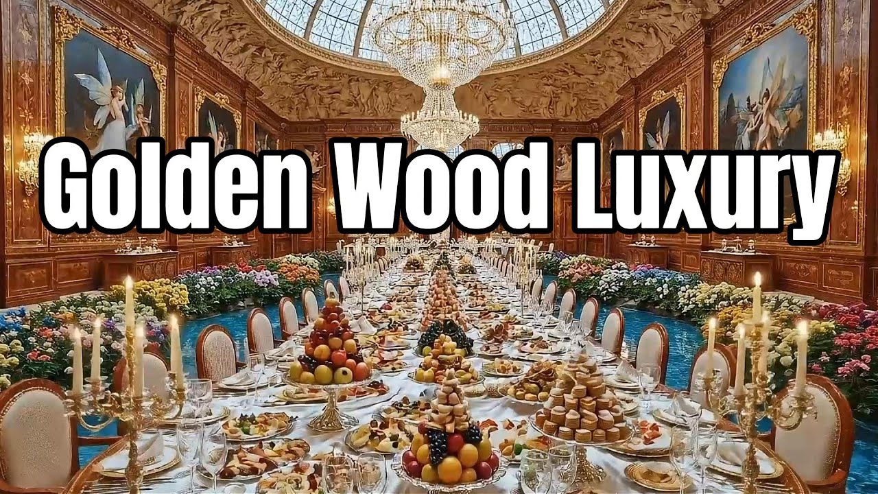 8K Cinematic Golden Wood Palace | Luxury Office, Grand Banquet & Royal Bedroom
