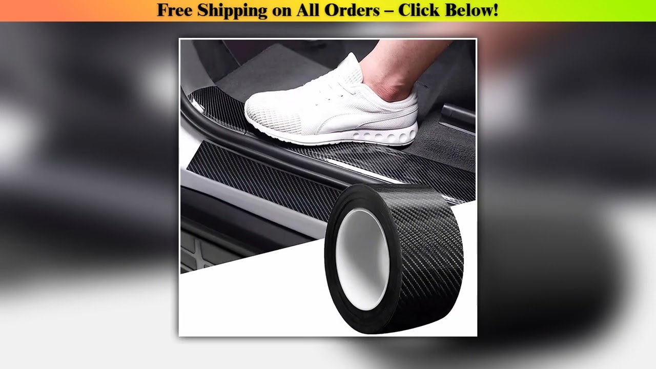 3D Nano Carbon Fiber Car Bumper Door Guard Protection Film 3m Car Door Sill Protector Sticker Black