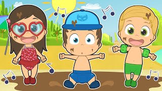 FIVE LITTLE BABIES 🎵 With the pijama superheroes at Beach