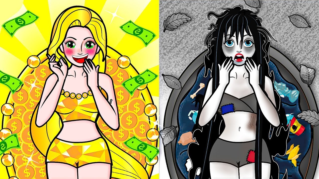 [🐾paper doll🐾] Poor Frozen Elsa Good vs Bad Sister Rapunzel Family | Rapunzel Family 놀이 종이