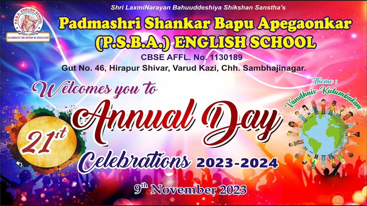 PSBA ENGLISH SCHOOL ANNUAL DAY 2023-24 Vasudhaiva Kutumbakam 13 - YouTube