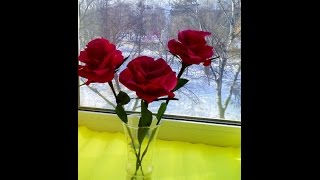 Искусственные цветы Розы из гофрированной бумаги(Искусственные цветы используют в основном как элемент декора в интерьере.Красивые розы в красивой вазе..., 2016-03-03T16:50:06.000Z)