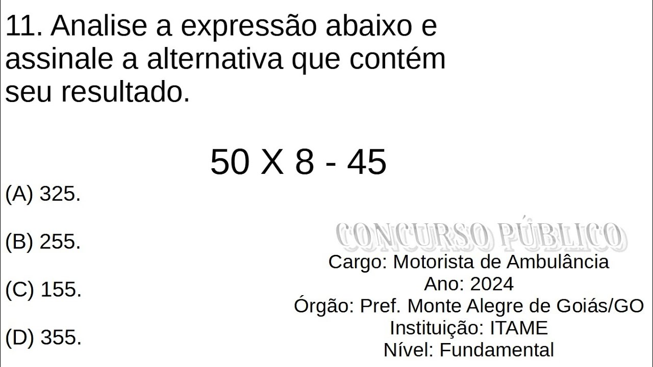 Questões de  Concursos público motorista de ambulância - ensino fundamental