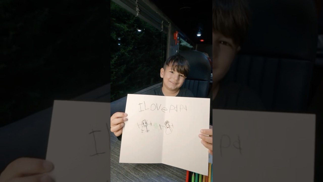 Leafar and I trying to make this Father’s Day special - even though we are on our tour bus! 🖤