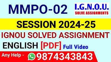 MMPO 2 Solved Assignment 2024-25 English, MMPO 2 Solved Assignment 24-25, MMPO-02 Assignment