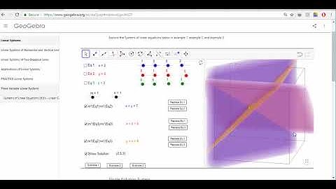 GEOGEBRA 3x3 Linear System applications