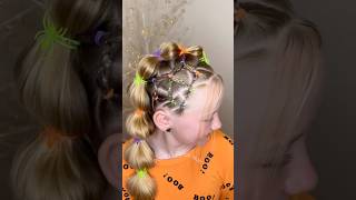 A bubble braid with a side of spiders! 🕷️ #halloween #october #hair #hairtutorial #fyp #hairstyle