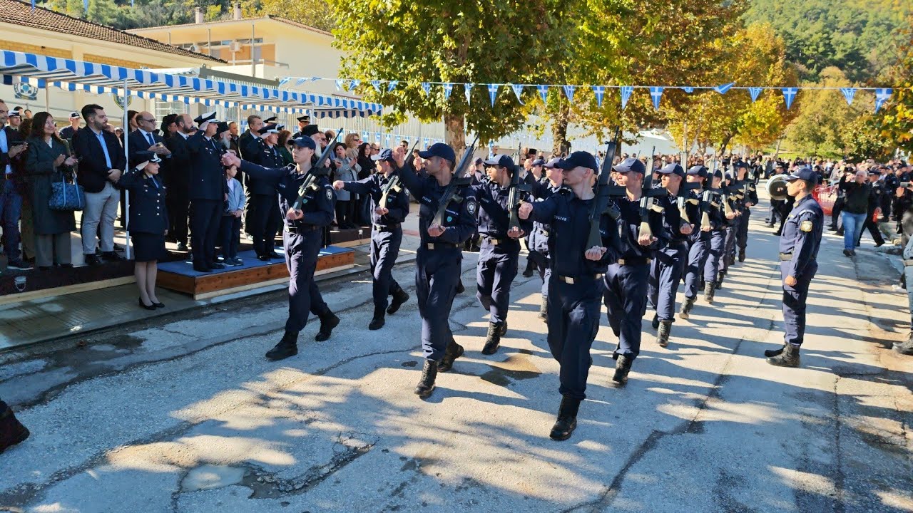 Полицейская академия Музаки, церемония принятия присяги курсантами полиции, парад, часть 3, пятни...