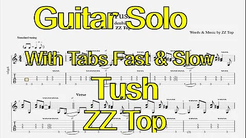 Tush - ZZ Top - Guitar Solo - Lesson with tabs fast&slow