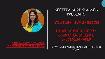 ICSE CLASS 10 SPECIMEN SOLVING || GEETIKA SURI || SUNDAY 4PM CLASS|| LIVE (FACECAM) #BORDS2021