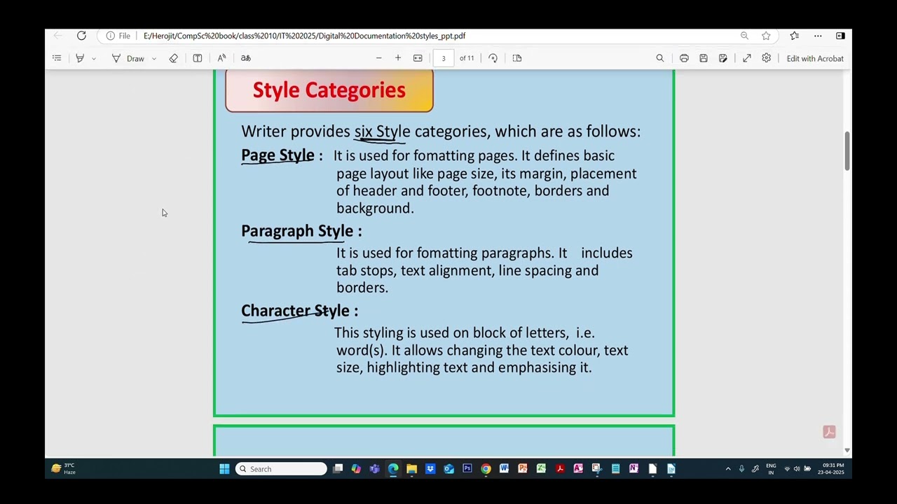 Class 10 || I T || Digital Documentation(Advanced)|| Unit 1|| Introduction to Style || CompuWorld99
