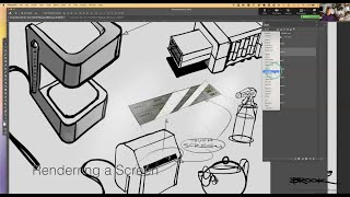 VisCom III  01 25 22 Drawing Over Student Work -  Basic Photoshop Tools - Black and White Rendering