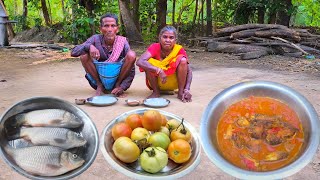 80years old CAUPLE lifestyle || cooking FISH CURRY and eating || traditional lifestyle of tribe man