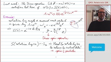 Relativistic Quantum Mechanics - Lecture 3